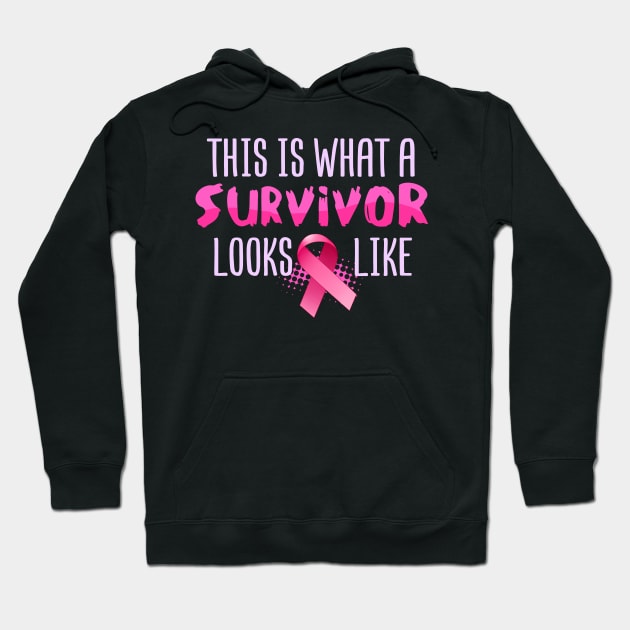 Womens What A Survivor Looks Like Breast Cancer Awareness Design Hoodie by Linco